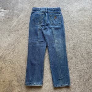 Carhartt Jeans Mens 35x32 Blue Denim Relaxed Fit Cotton Workwear B160 DST